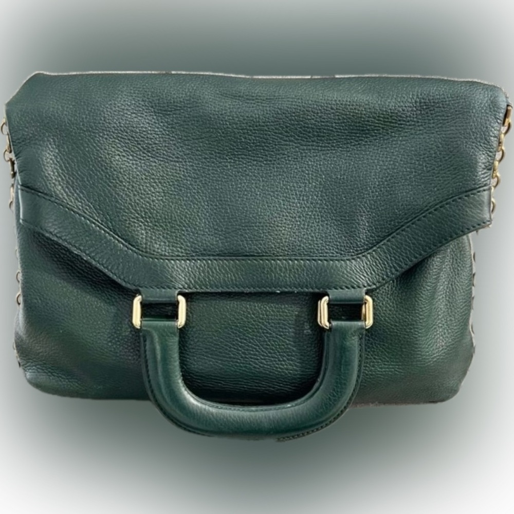 Dolce & Gabbana Green Pebbled Leather Fold-Over Bag - Picture 7 of 15